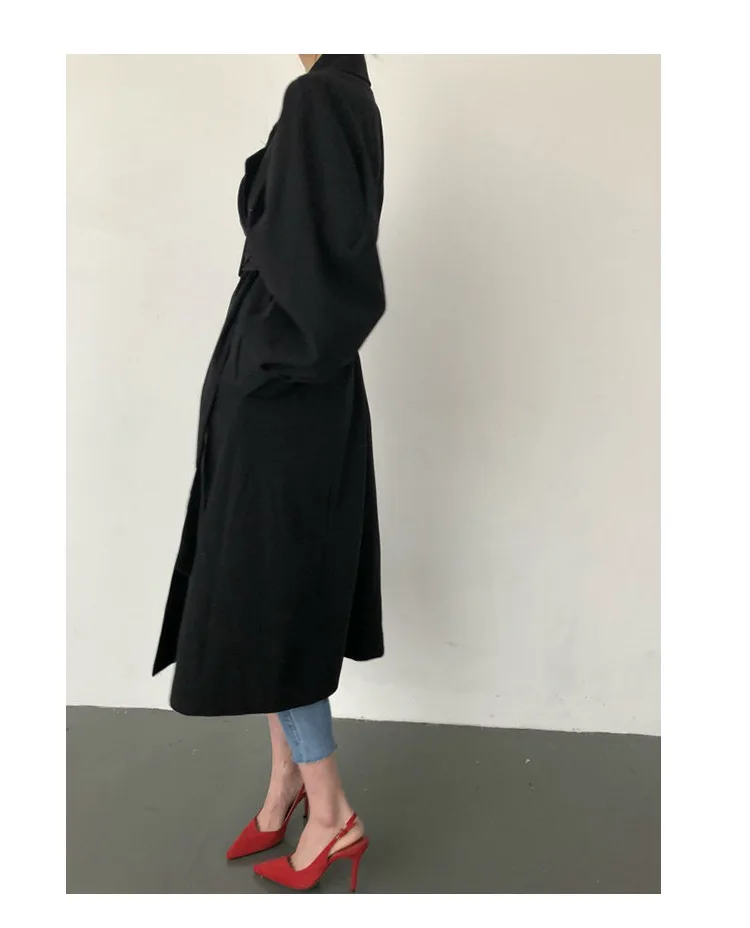 Женский Британский двубортный узкий длинный плащ пальто ветровка Стильная мода