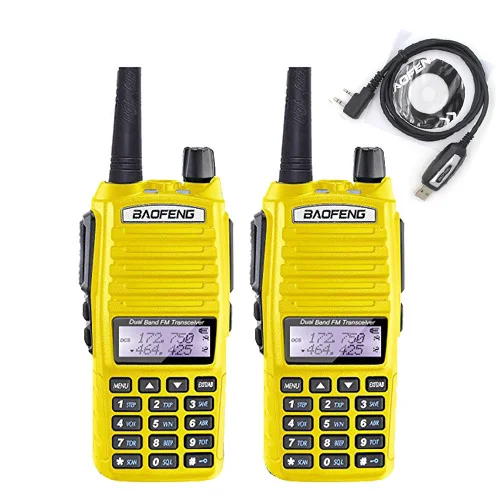 Yellow-2pcs-USB 2 шт./лот BaoFeng UV-82 рация 136-174 МГц и 400-520 МГц двухстороннее радио UV82 FM приемопередатчик - Цвет: Yellow-2pcs-USB