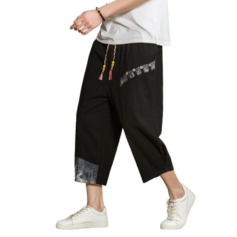 

Men's Fashion Pants 2021 Summer Male Cotton Harem Baggy Casual Pants Jogging Men's Fitness Trousers Men's Chinese Style Harajuku