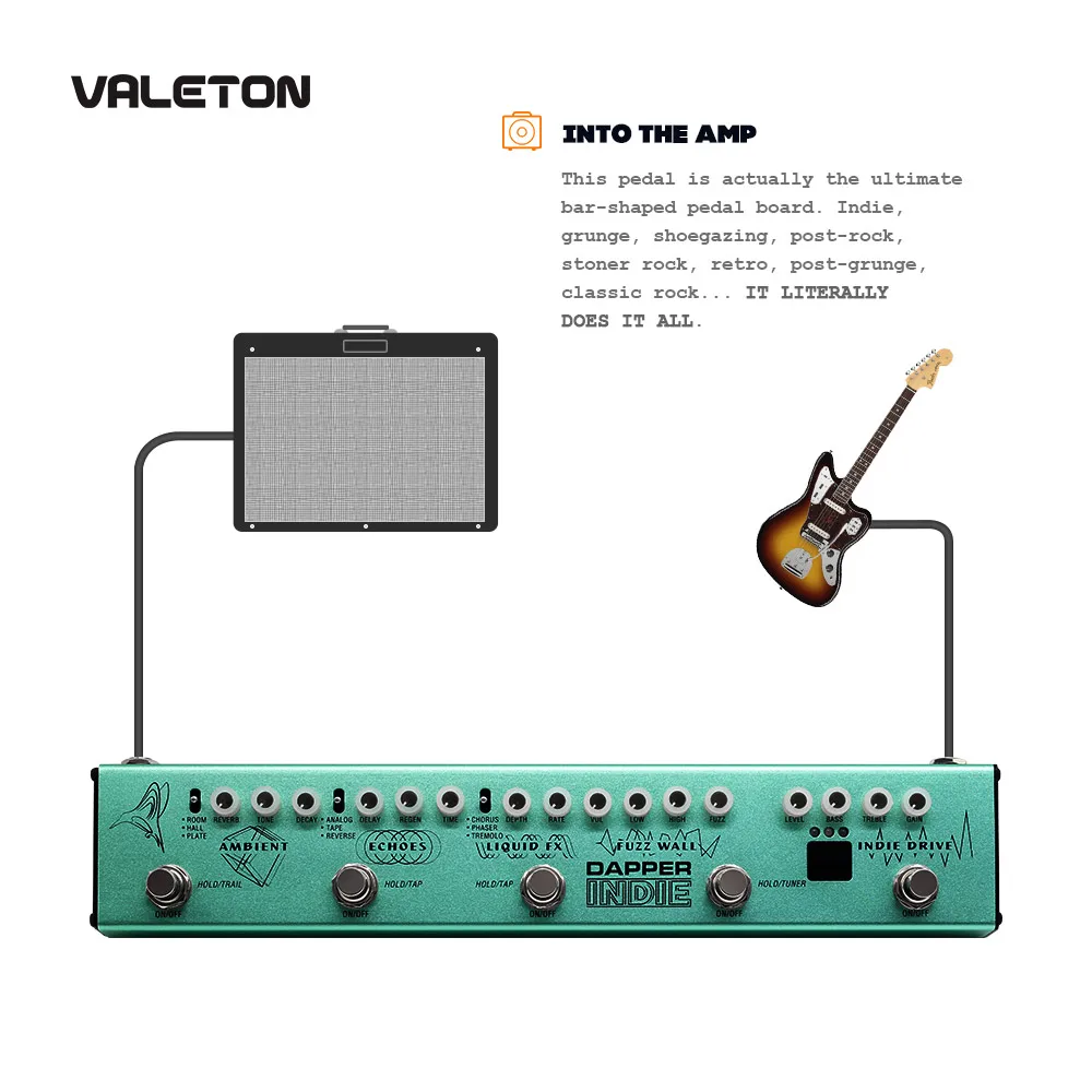 valeton elektrische gitarre multi effekte pedal dapper indie von verzerrung reverb verzögerung chorus flaum und phaser tremolo für indie fre