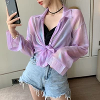 2021 shiny sequined women tshirts full sleeve summer sparkles transparent shirts oversized tops loose streetwear women fashion
