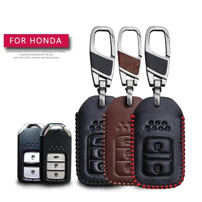 Кожаный чехол для автомобильного ключа Honda Accord Vezel Civic Pilot CRV HRV JAZZ защитный кожаный