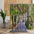 Занавеска для душа с 3d-изображением улицы, интерьер в европейском стиле, ландшафт, цветы, растения, занавеска для ванной комнаты, украшение для ванны с крючками