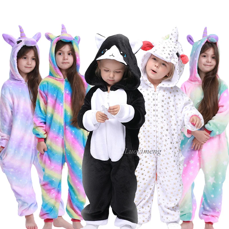 

Зимние Детские пижамы кигуруми для детей, зимние фланелевые пижамы с животными, детская одежда для сна для девочек и мальчиков, костюмы, 2020