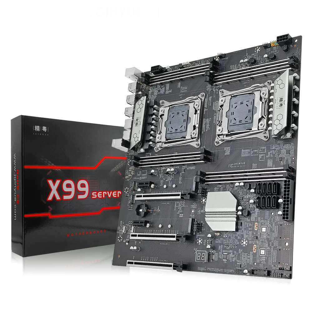 JINGYUE X99-D8 Motherboard Dual LGA 2011-3 Support Xeon E5 V3 V4 Processor 8* DDR4 ECC And Desktop Memory SATA 3.0*8 M.2 NVME | Компьютеры