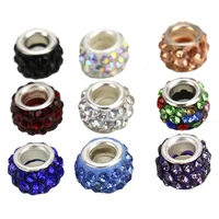 50pcs new big hole crystal setting glass beads charms fit pandora bracelet women girls necklace earrings diy for jewelry making