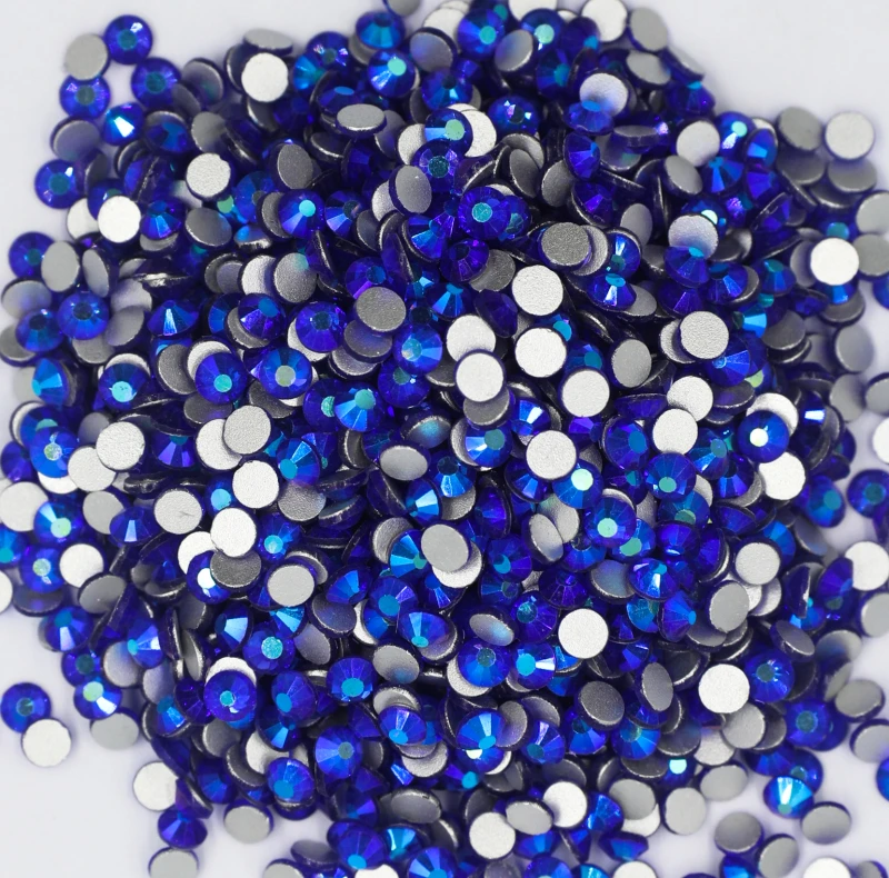 Сапфировые стразы AB SS3 ~ SS30 без горячей фиксации с плоской задней стеклянной