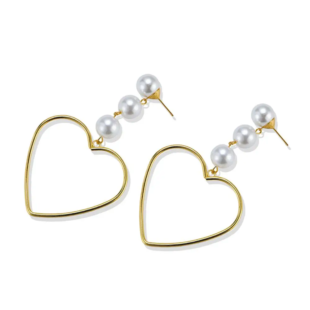 2021 Новое поступление модные Brincos Bijoux имитация жемчуга большое сердце