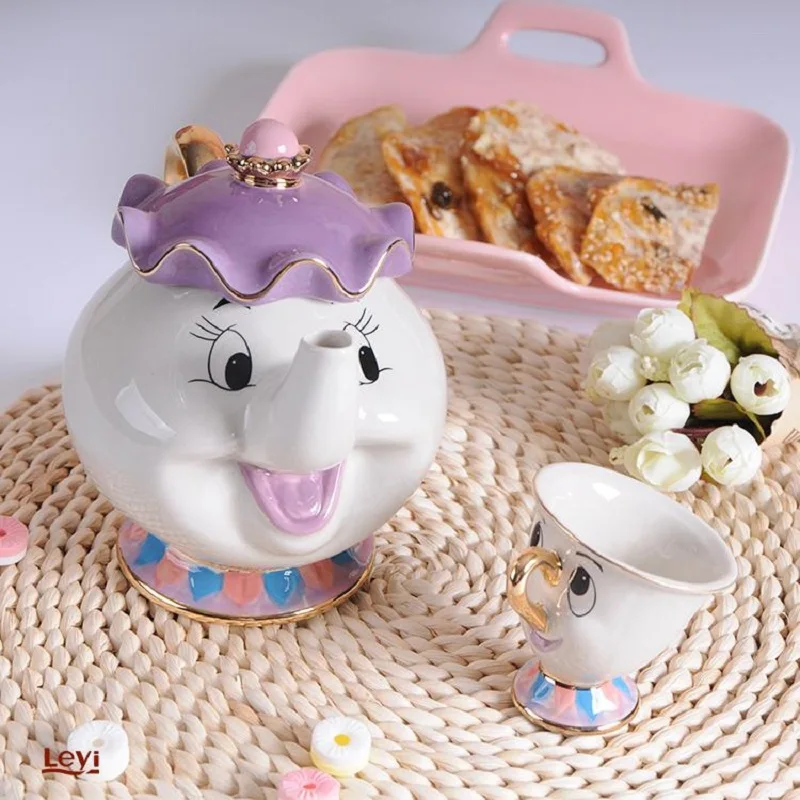 

New Beauty Beast Teapot Gold-Plated Teapot Japanese Version Tea Pot Mrs. Archie Cup Ceramic Mug Mug Set Pot Cute Gift