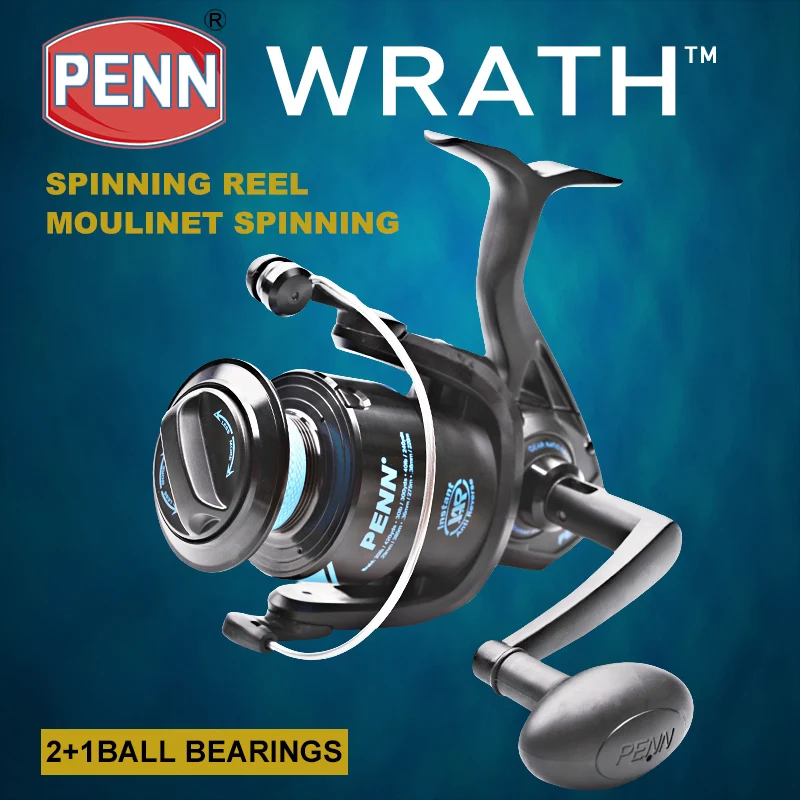 PENN WRATH Spinning Fishing Reels 2500/3000/4000/5000/6000/8000 2+1BB Gear Ratio 5.3:1/5.6:1/6.2:1Metal Spool Reel Fishing Wheel