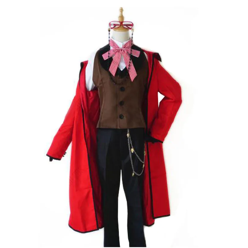 

Anime Black Butler Death Shinigami Grell Sutcliff Cosplay Red Uniform Outfit+Glasses Carnaval Halloween Costumes for Women Men 1