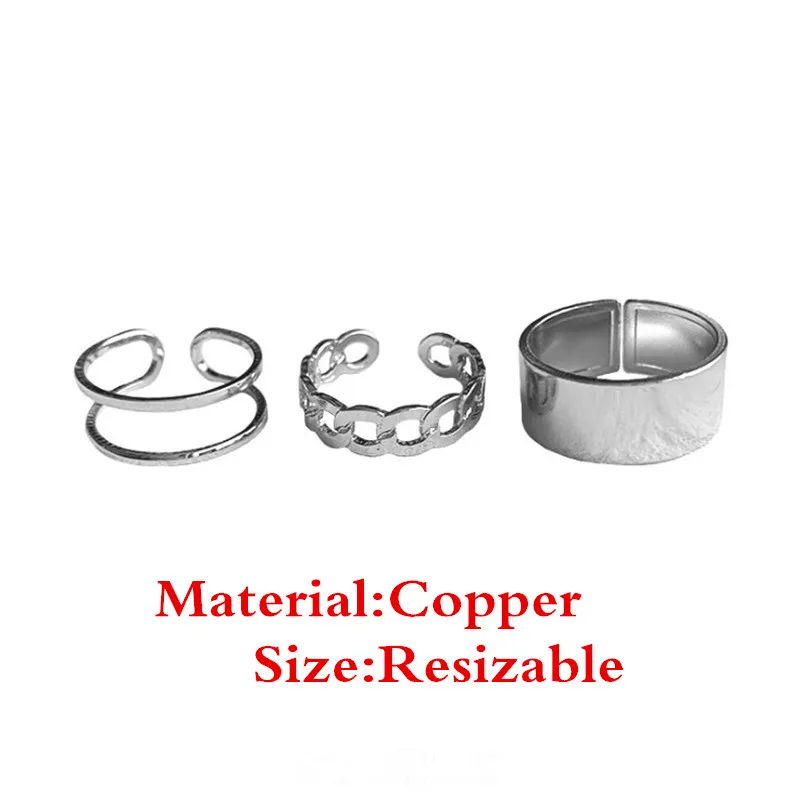 

Hiphop/Rock Metal Geometry Circular Punk Rings Set Opening Index Finger Accessories Buckle Joint Tail Ring for Women Jewelry