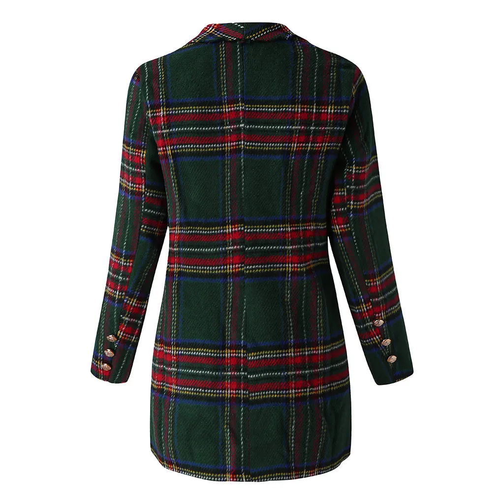 

Casual Women's Clothes Autumn Coat Plaid Long Sleeved Double Sided Lady Clothes Sweater Plus Size Lapel Pockets Button Coat