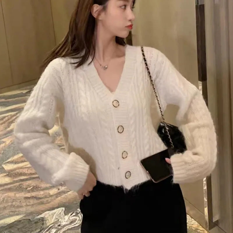 

Новое поступление, популярный осенне-зимний свитер, шикарный модный однотонный Элегантный Модный однобортный свитер в Корейском стиле, пов...