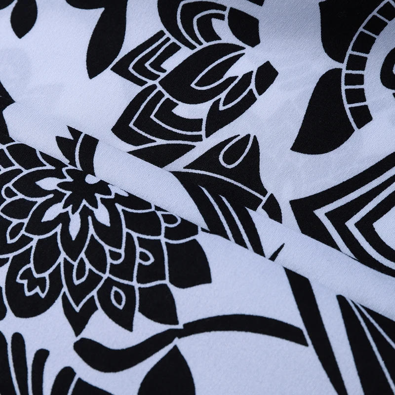 

Spring Autumn Men's Long Sleeve Flower Shirt Chinese style black and white printed casual top plus size 6XL 7XL men's clothing