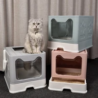 pet cat litter box fully enclosed anti splash deodorant new drawer type cats toilet portable pet products foldable litiere chat