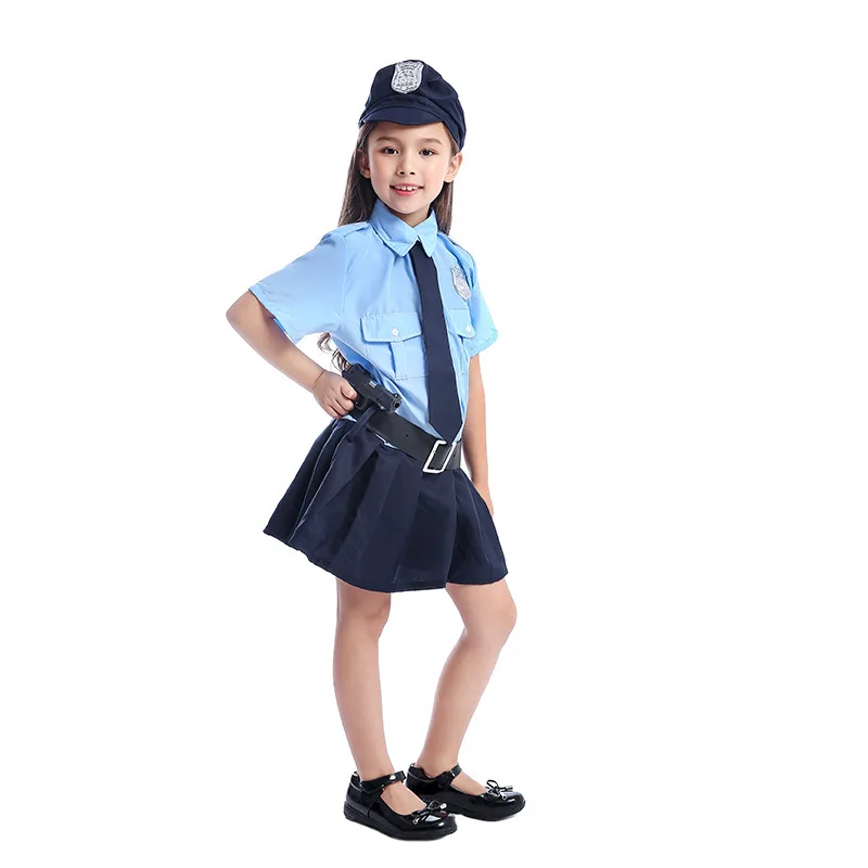 

Униформа полицейского офицера, крошечный коп для девочек, костюм на Хэллоуин для детей, для карнавала, выступления, шоу, крутой подарок для р...