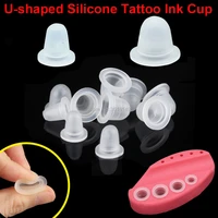 500pcs disposable u shape silicone tattoo ink cup cap pigment holder container small large soft permanent tattoo accessory