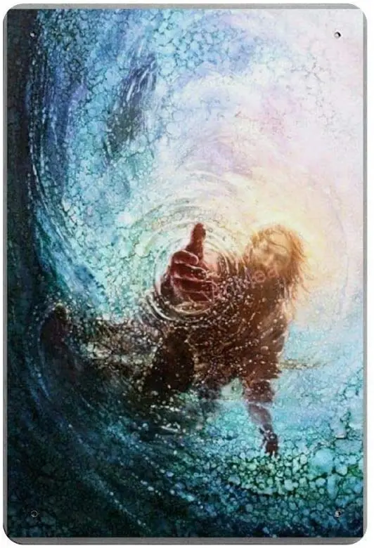 

Ретро металлический настенный постер рука Бога, декор для стен, потертый шикарный подарок, подходит для 12x8 дюймов