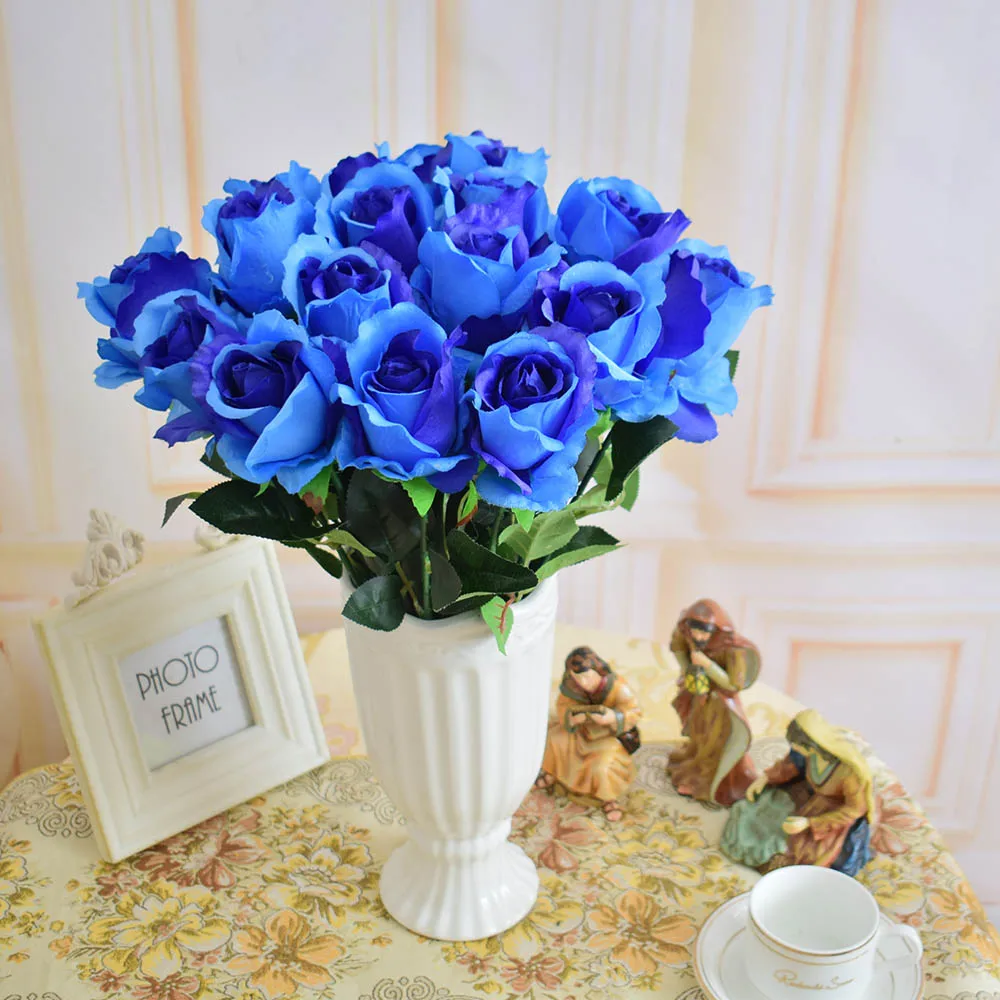 17 шт. поддельные искусственные шелковые цветы розы для дома стол вечерние