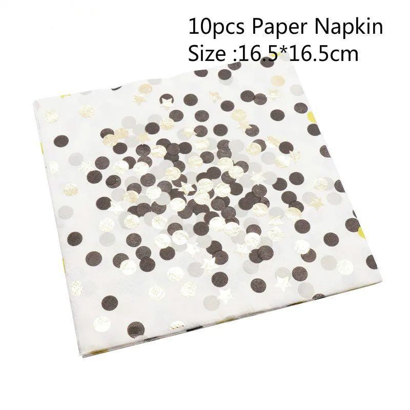 Gold Black Napkin Первый день рождения, детская вечеринка, подарок, розовая/синяя Золотая фольга, бумажная салфетка под тарелку кружку, детский душ, свадьба, сделай сам, украшение, посуда, принадлежности - Цвет: Gold Black Napkin
