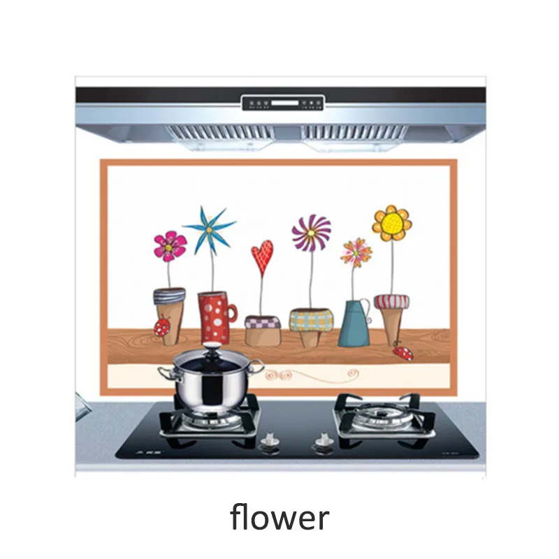 flower Домашние обои милые, Мультяшные, прозрачные термостойкие масляные Наклейки 60*90 см водонепроницаемые самоклеящиеся наклейки на стены - Цвет: flower