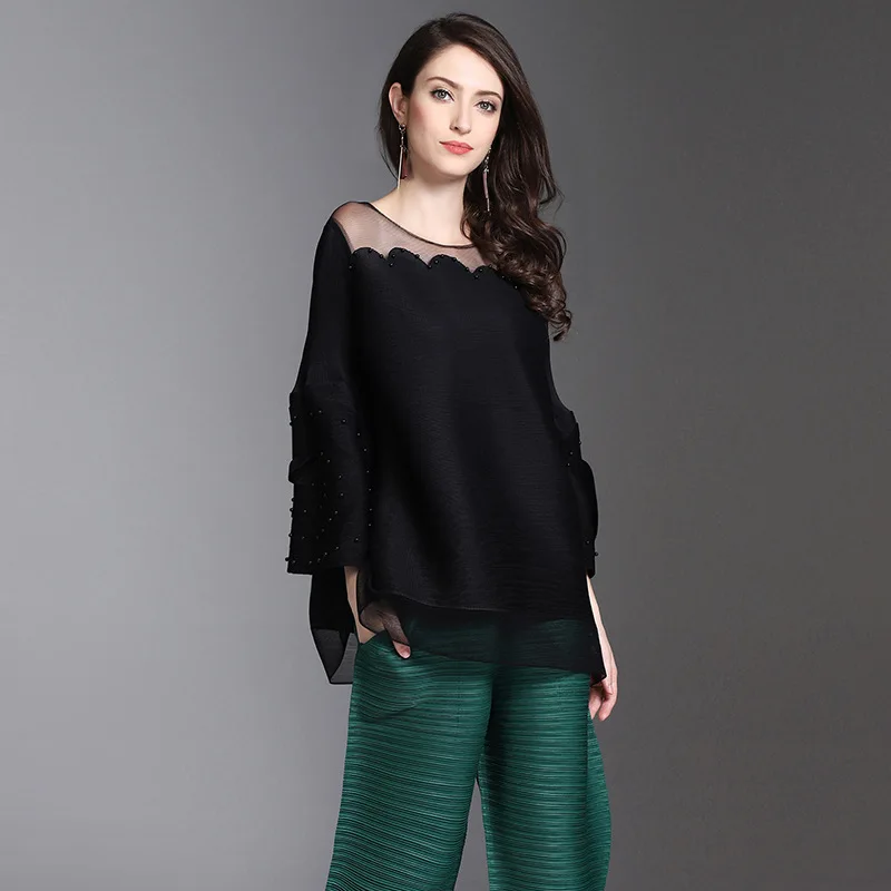 LANMREM 2020 Европейская мода большой размер Женская плиссированная одежда летняя