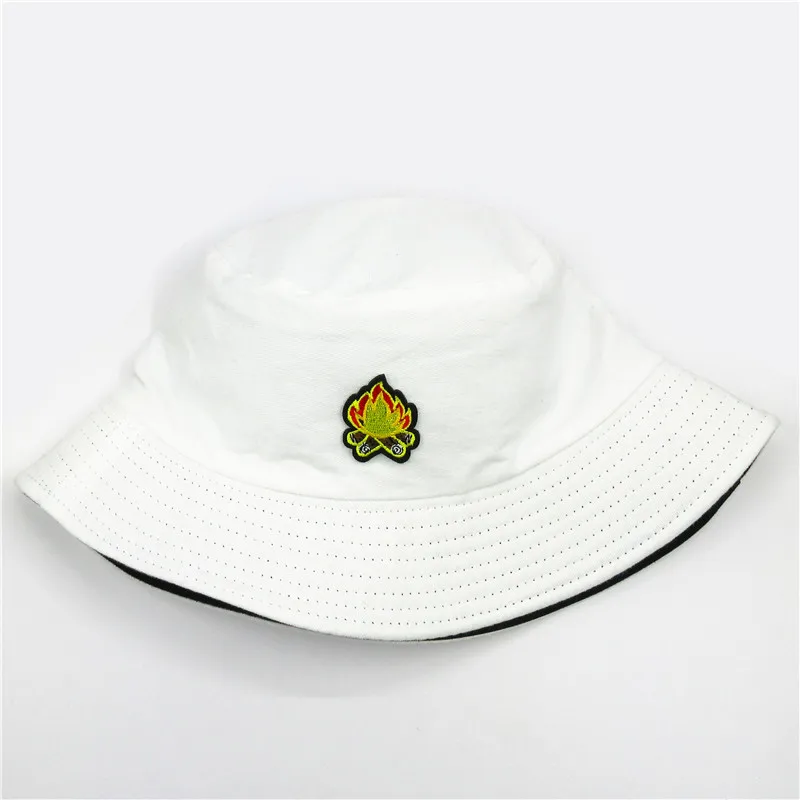 Хлопковая Панама LDSLYJR с вышивкой огня рыбацкая шляпа уличная дорожная от солнца