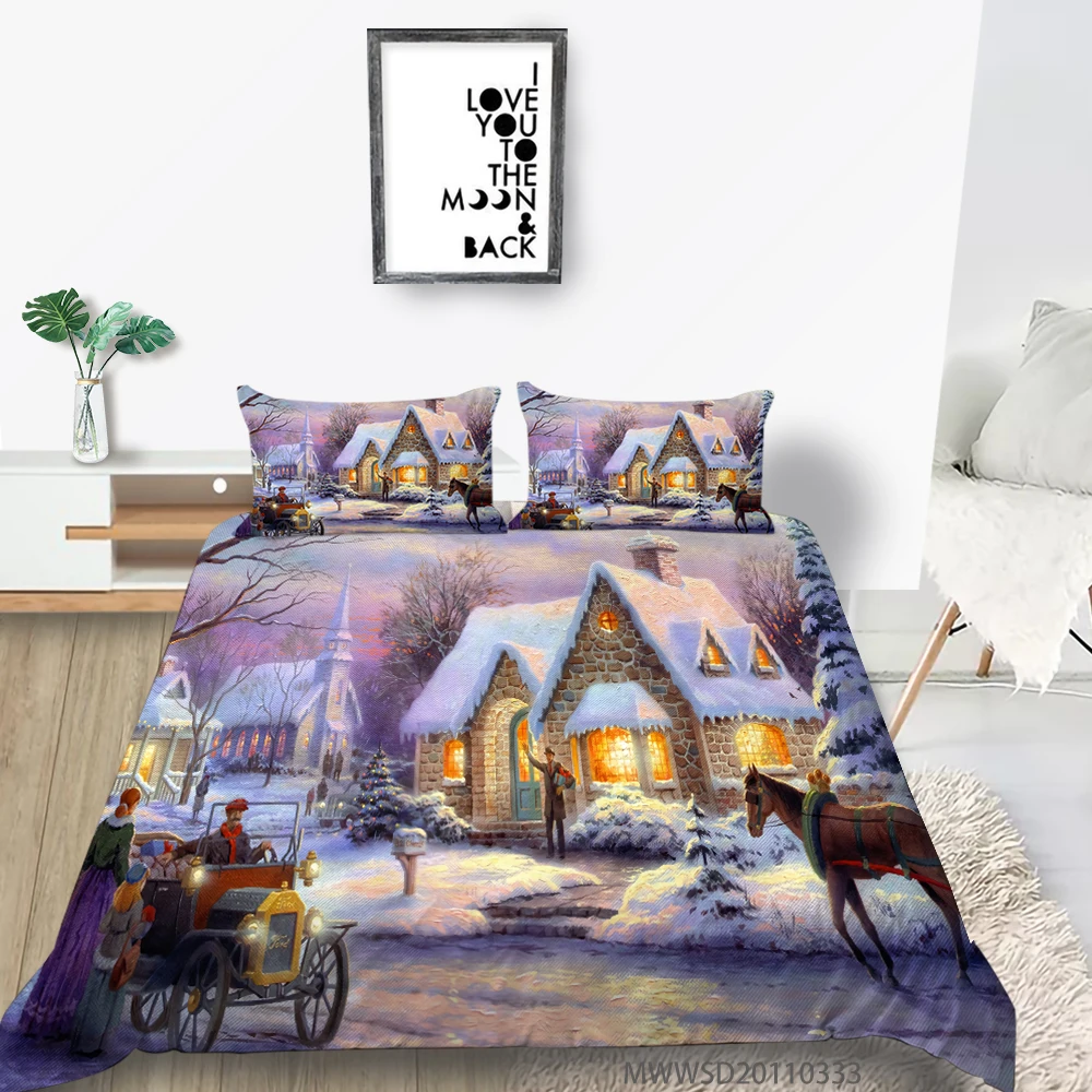 

New Year Bedding Sets Queen/King Size Christmas Duvet Cover Set With Pillowcase Sets