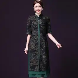 2020 винтажное женское платье со стоячим воротником и длинным рукавом в китайском