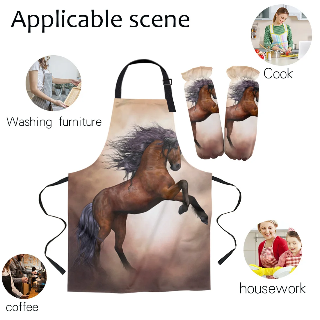 Фартук для бега с завитой лошадью манжеты рукавицы духовки женские детские