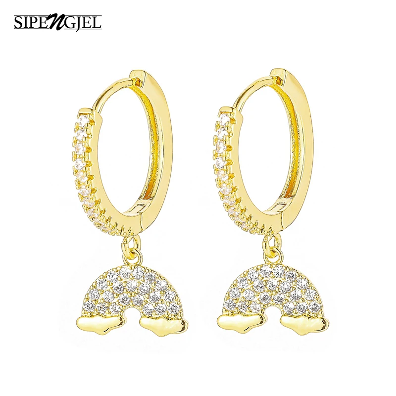 SIPENGJEL модные блестящие циркониевые массивные серьги кольца для женщин