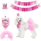 Набор аксессуаров для вечеринки в честь Дня Рождения собаки баннер корона шляпа треугольник шарф платье собака украшение на день рождения