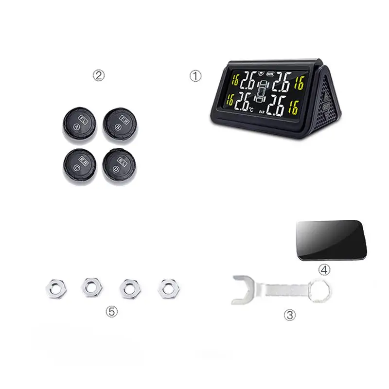 

1pc Wireless Tire Pressure Monitoring Instrument Tire Pressure Monitoring System Solar Energy Detector