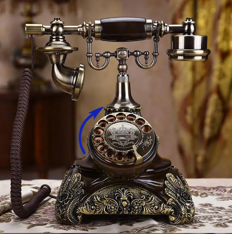 Винтажный стационарный телефон с поворотным циферблатом в европейском стиле