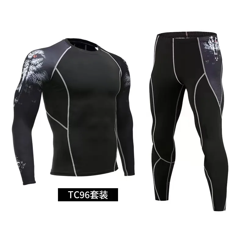 

Men's Sports Suit MMA rashgard male Quick drying Sportswear Compression Clothing Fitness Training kit Thermal Underwear leggings