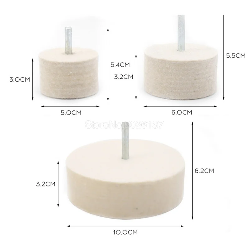 3MM 6MM Shank Grinding Polishing Buffing Round Wheel Pad Wool Felt Metal Surface For Dremel Rotary Tools Accessories Head Flat images - 6