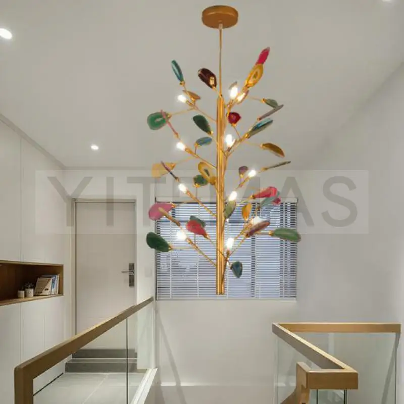 Цветная ветка дерева подвесной светильник LED Золотая Подвесная лампа