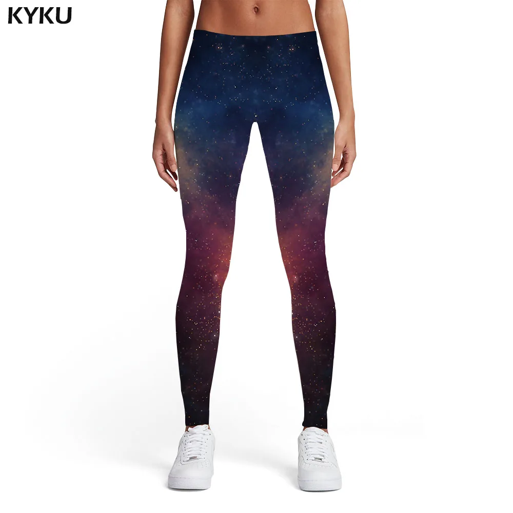 KYKU galaxy Леггинсы женские космические сексуальные дымчатые брюки черные