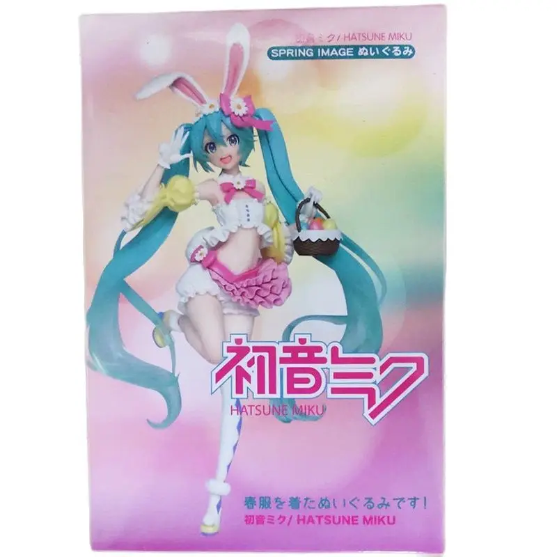 

New 19cm PVC Hatsuning Miku Spring Clothes Rabbit Ears Hatsune Jingpin Hand-made Beautiful Girl Decoration Doll Model Toy Gift