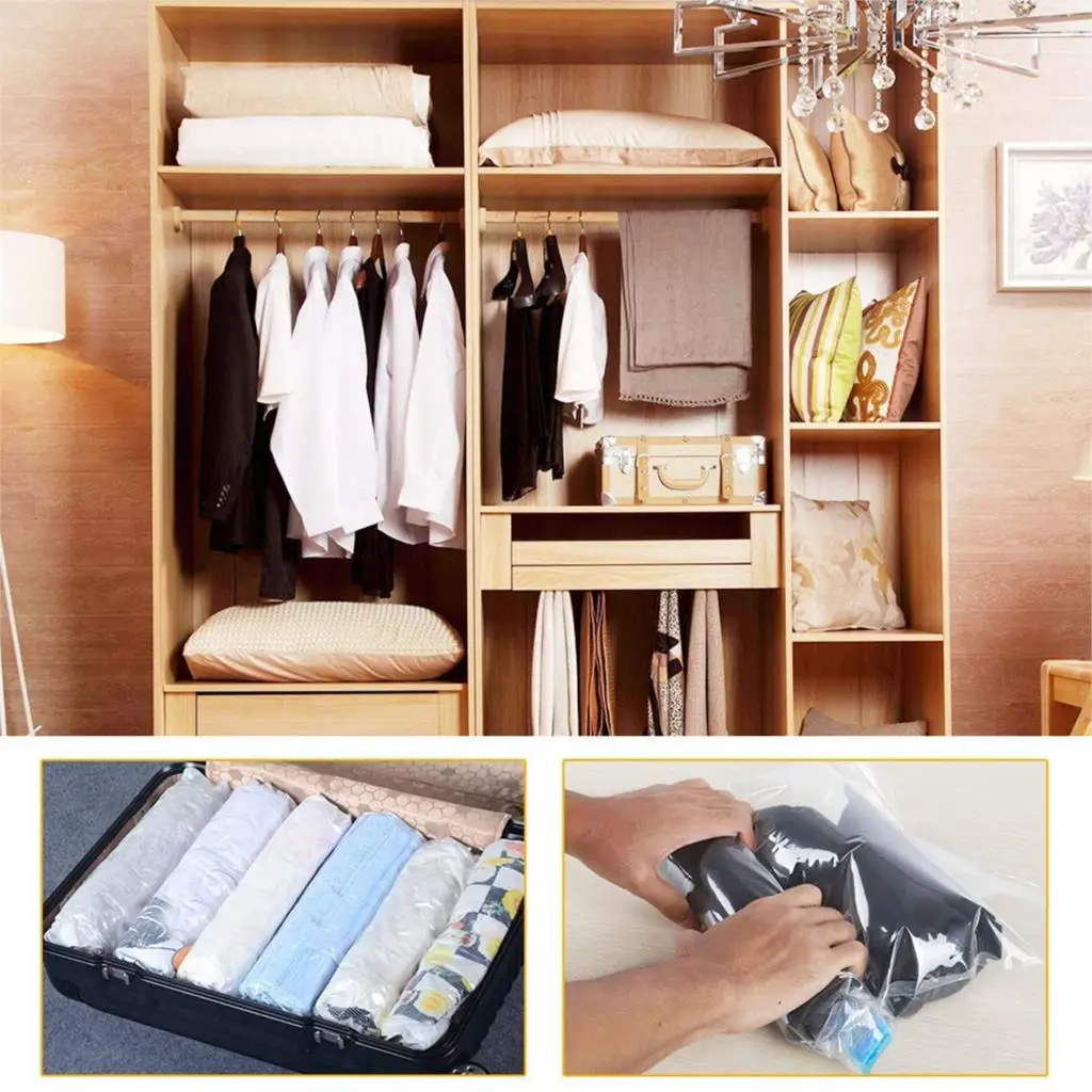 Новая модель одежды 6 упаковок дорожные ручные рулонные вакуумные сумки для