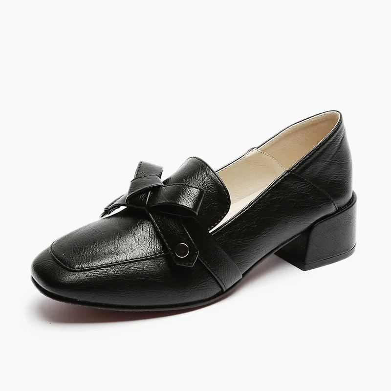 

Spring Fashion High Heel Shoes Women Split Leather Moccasins Walking Office Shoes Loafers Ladies Shoes Zapatos De Mujer