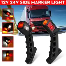 Pair 10-30V Trailer Truck LED Side Marker Light Turn Signal Indicator Stop Lamp For RV Lorry Caravan