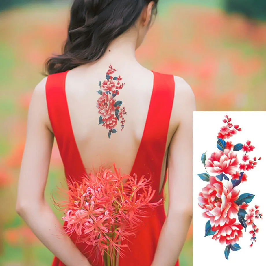 Водонепроницаемая Временная тату наклейка лепесток цветка розы Большой размер