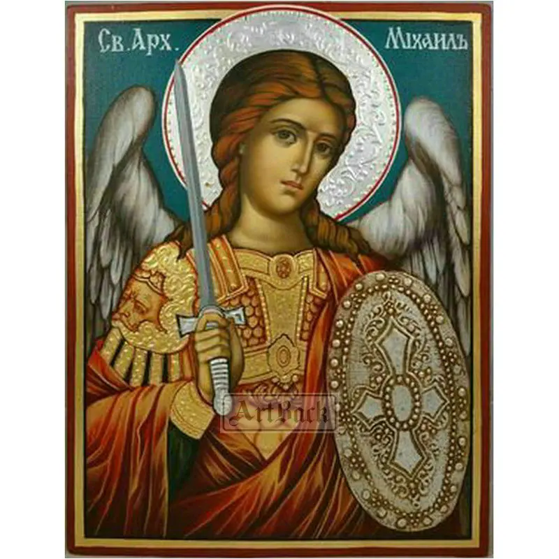 Алмазная живопись Ангел воин христианская полноразмерная/круглая мозаика
