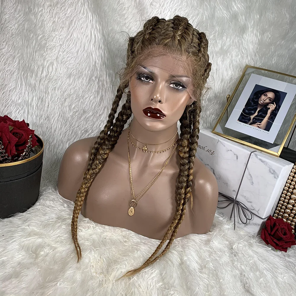 

Braided Synthetic Wigs Boxed TOOCCI Synthetic Briads Lace Front Wigs Lace Wig Perruque Synthique For African Black Women