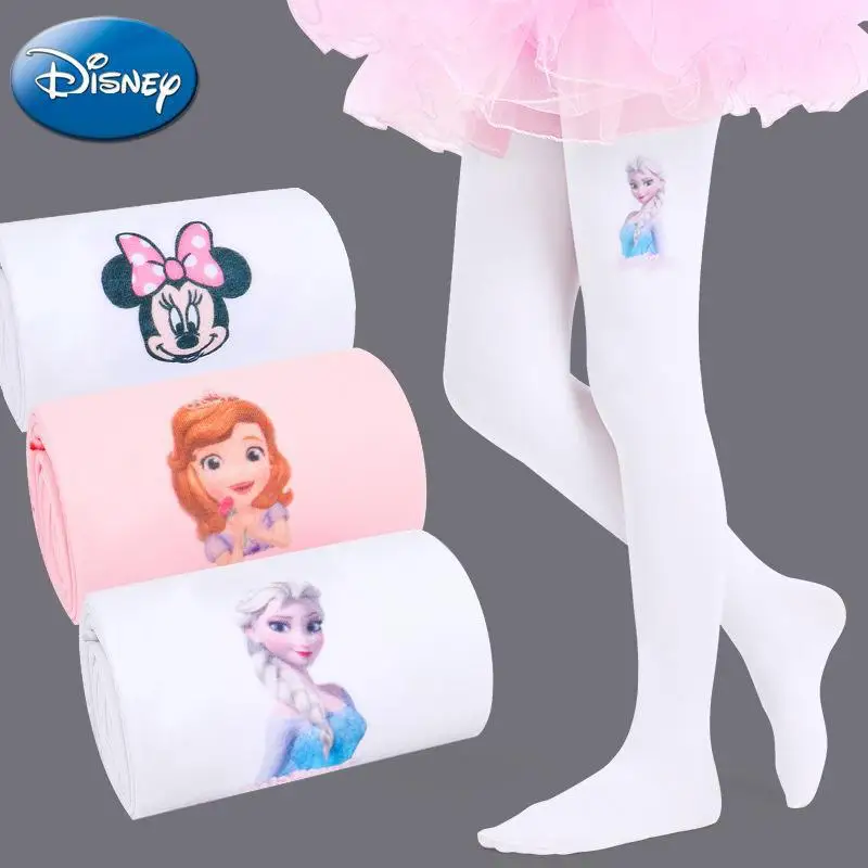 Оригинальные две пары детских колготок Disney Frozen Elsa весенние белые колготки для