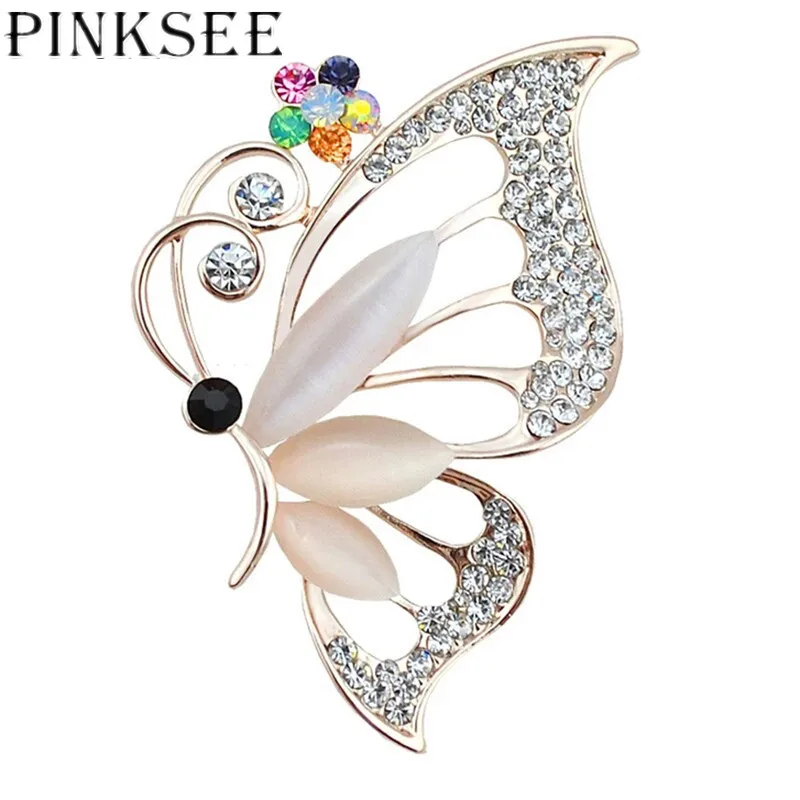 

Pinksee Bohemia Opal Butterfly Brooch Pins for Women Fashion Rhinestone Luxury Jewelry Clothes Accessories Bijoux Bijouterie
