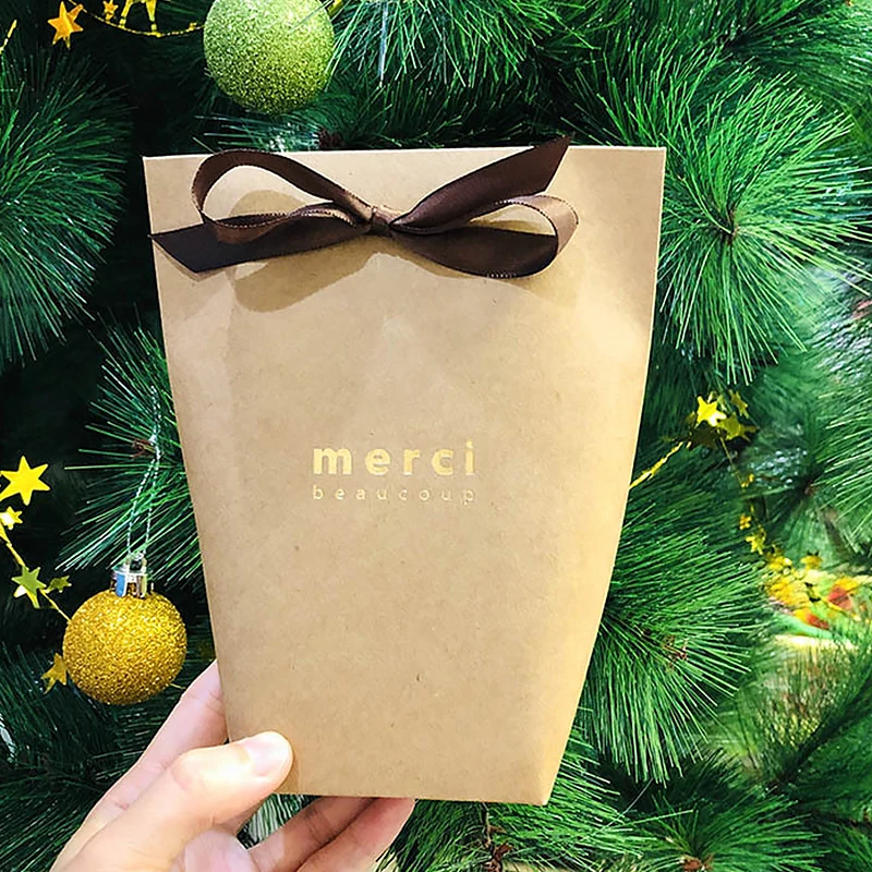 Высококлассный черный белый бронзирующий мешок для конфет французский спасибо