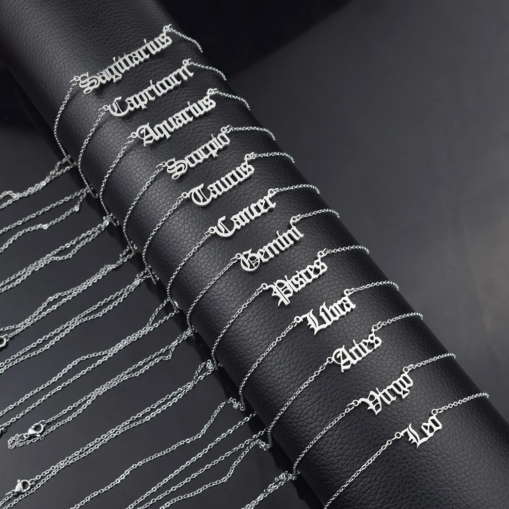 Ожерелье в стиле панк с 12 созвездиями и буквами зодиака ожерелье кулоном Овен